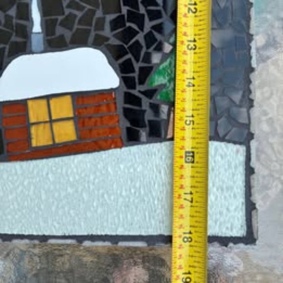 Handmade Winter Tile Mosiac Scene Wall Hanging - Picture 9 of 11